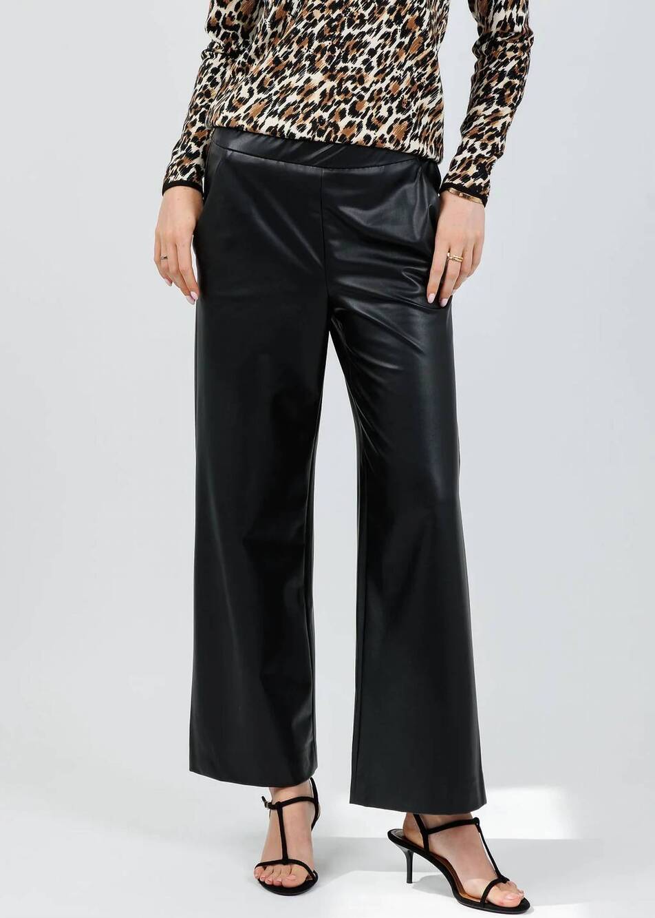 NEW RAFFAELLO ROSSI palina 6/8 vegan leather culotte pants in black